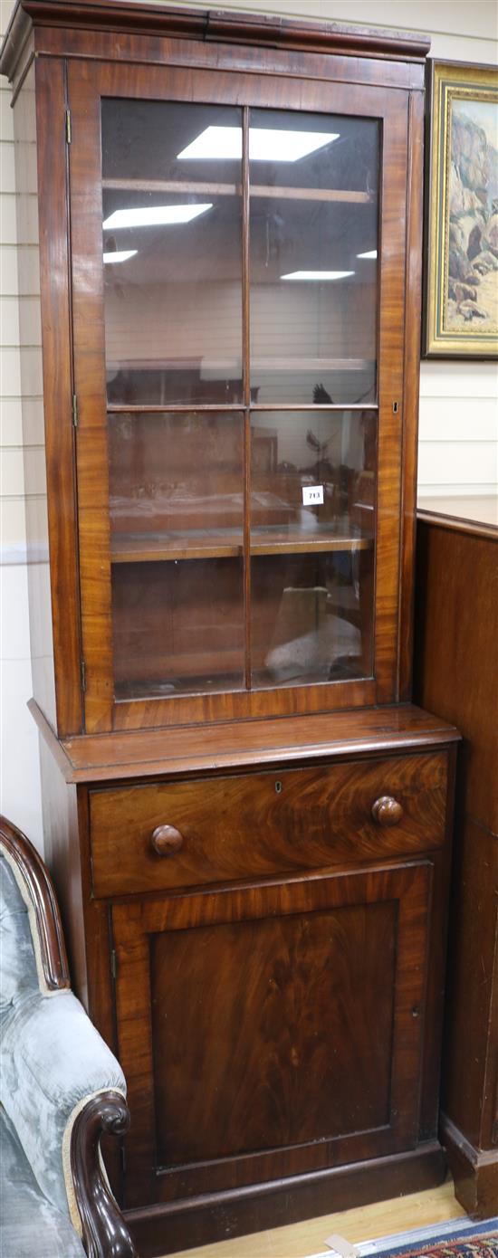 Two wings from a mahogany library bookcase, each W.73cm H.227cm